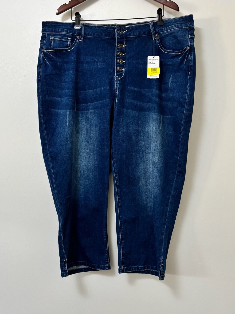 Suzanne Betro Dark Blue Button-Fly Ankle Jeans